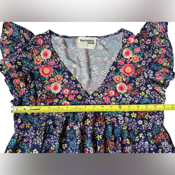 Savanna Jane Women’s Floral Blouse Flutter Sleeve Size S - Picture 3 of 8